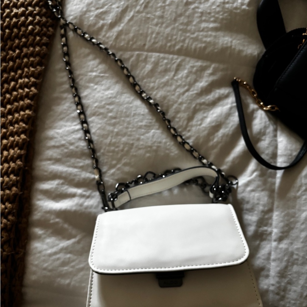Aldo White Crossbody Bag with Chain Strap